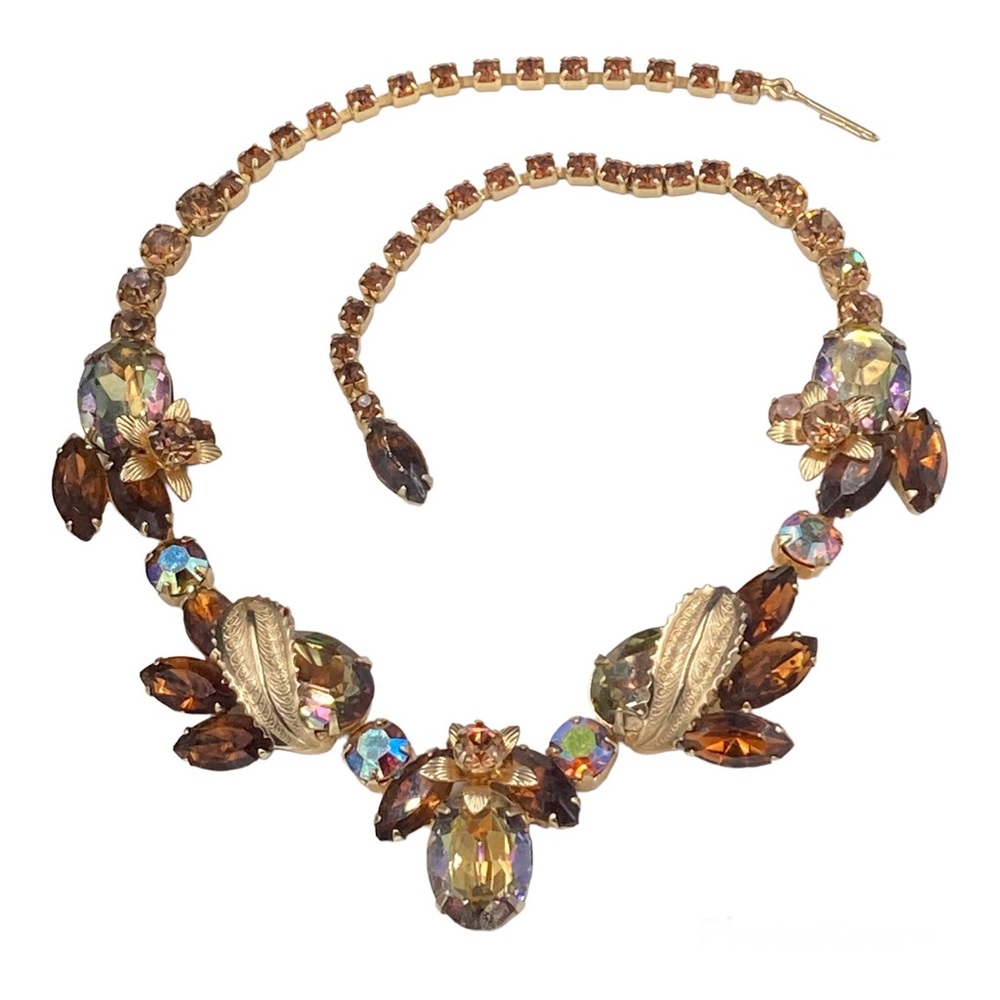 Astounding Vintage Weiss Topaz Vitrail Rhinestone Necklace